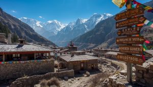 Manang village acclimatisation day on the Short Annapurna Circuit Trek with Gangapurna peak